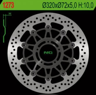 Тормозной диск NG передний DUCATI 796/821/1078/1100/1200 '11-'16 (320X72X5) (5X8,5MM) NG1273