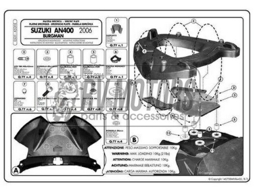 Кріплення кофра KAPPA (з майданчиком) Suzuki Burgman 400 (06-14) K531E
