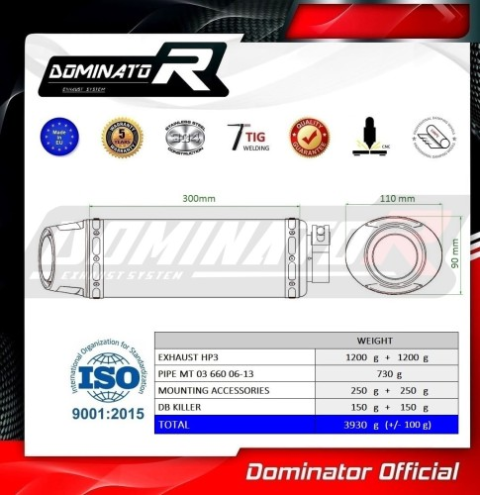 Прямоток Yamaha MT 03 660 2006 - 2013 DOMINATOR HP3