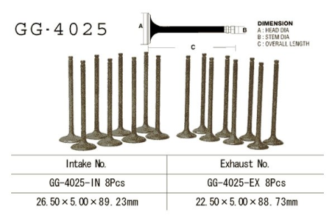 Клапан выпускной KAWASAKI GPZ 750 83-85, GPX 750R 87-90 VESRAH GG-4025-EX