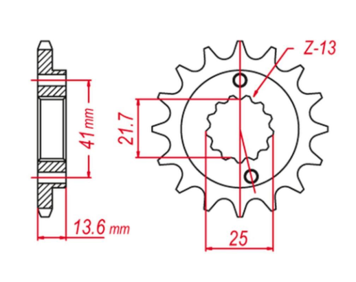 Приводная звезда HONDA XR 650 R '00-'07 (+1), KAWASAKI ZX-6R '98-'05, ZX-6RR '03-'05 GROSSKOPF 209915G (JTF1307.15)