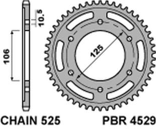 Приводная звезда TRIUMPH 675 DAYTONA/ STREET TRIPLE '06-'20, BONNEVILLE/SPEEDMASTER/THRUXTON 1200 PBR 452948C45 (JTR2014.48)