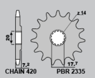 Приводная звезда YAMAHA YZ 65 '18-'19 PBR 473847C45 (JTR1798.47)
