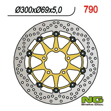 Гальмівний диск NG передній SUZUKI GSXR 600 04-05, GSXR 750 04-05, GSXR 1000 03-04, M 800INTRUDER 14-15 (NG790V) (300X69X5) (5X10,5