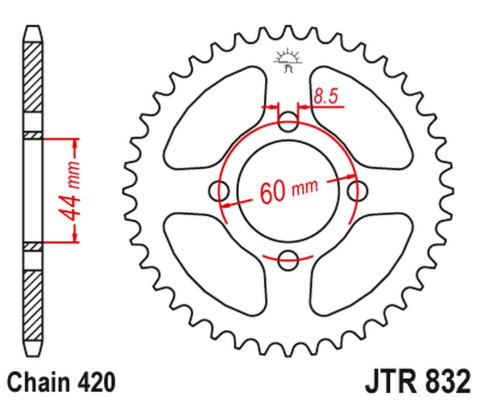 Приводная звезда YAMAHA DT 50 '86-88, DT 50R '91-96 JT JTR832.38