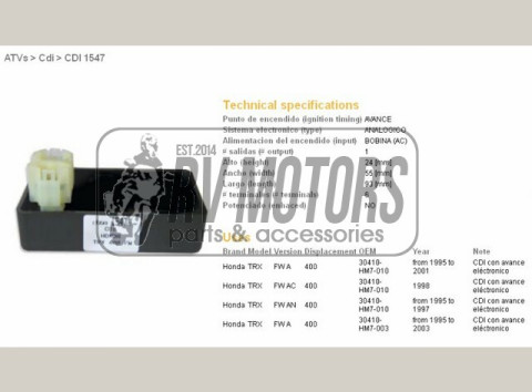 Коммутатор HONDA TRX400 FW 95-03  DZE ELEKTRYKA 1547-01