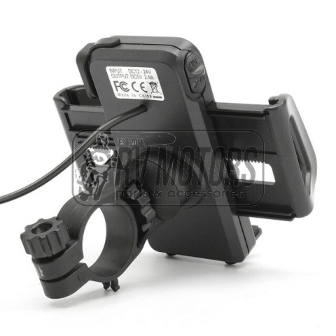 Крепление смартфона на руль с USB зарядкой C-002