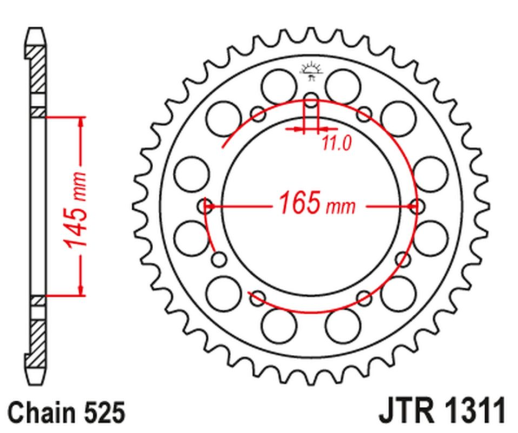 Приводная звезда HONDA NTV 650 BRO'S '88-91', NT/NTV/VFR 400 '87-91' JT JTR1311.44