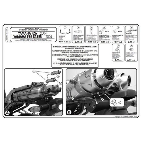 Адаптер для встановлення бічних кріплень кофра Kappa KL351 без центрального стелажу 351KITK