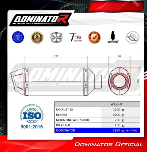 Полная система выхлопа Yamaha MT-09 Tracer 900 / GT 2015 - 2020 DOMINATOR S3