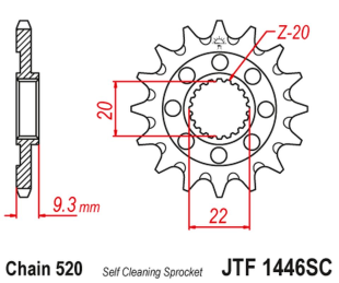 Приводная звезда KAWASAKI KXF 250 '06-'17 JT JTF1446.14SC