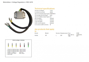 Регулятор напряжения HONDA XR 250L '91-'96 (12V/20A) DZE ELEKTRYKA 2478-01