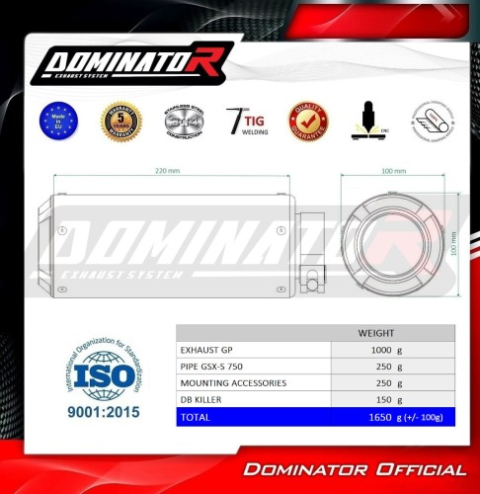 Прямоток Suzuki GSX-S 750 2017 - 2020 DOMINATOR GP черный