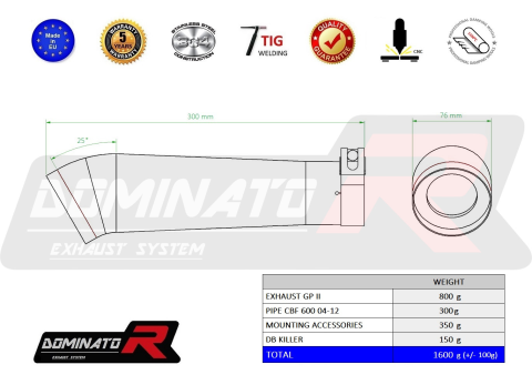 Прямоток DOMINATOR HONDA CBF 600 GP 2 2004 - 2007
