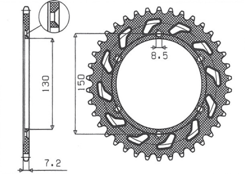 Приводная звезда HONDA XLR 125R '98-'02 SUNSTAR SUN1-2584-51 (JTR1249.51)