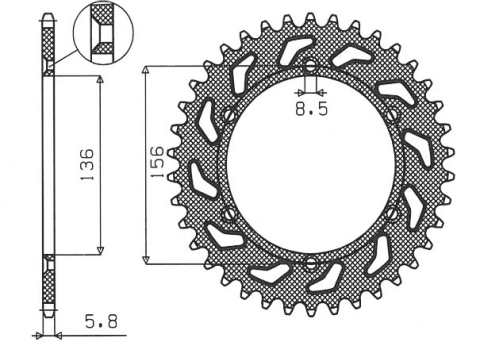 Приводная звезда HUSQVARNA SMS 125 '01-12, SUZUKI DR 250 (90-03) SUNSTAR SUN1-3631-49 (JTR822.49)