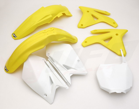 Комплект пластика UFO SUZUKI RMZ 450 '07 (белый/жёлтый) (SU408E999) SUKIT408999