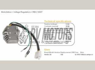 Регулятор напряжения HONDA CB750 DZE ELEKTRYKA 10007-01
