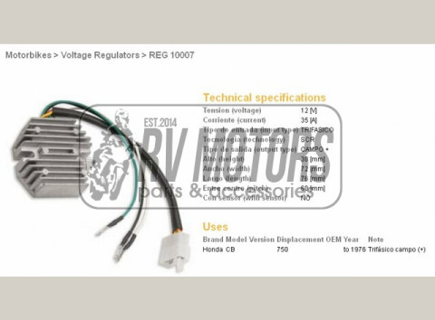 Регулятор напряжения HONDA CB750 DZE ELEKTRYKA 10007-01