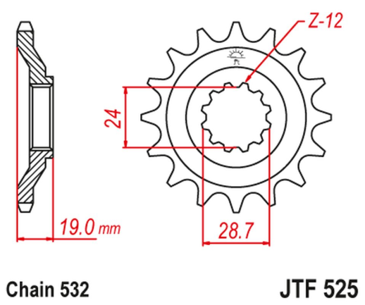 Приводная звезда KAWASAKI ZX 10 B1-B3 TOMCAT '88-90' JT JTF525.17