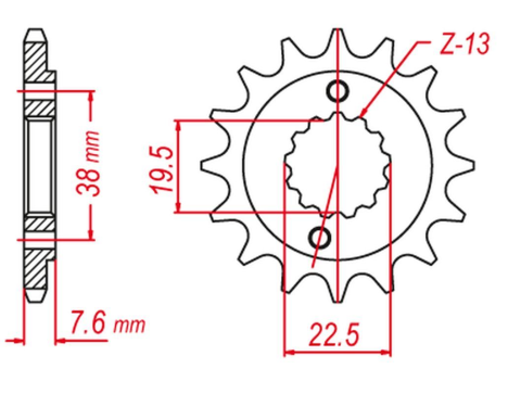Приводная звезда SUZUKI LTR 450 '06-'10, LTZ 400 '03-'12, RMX 450 '10-'13, KAWASAKI KFX 400 '03-'06, HYOSUNG TE 450 GROSSKOPF 211614G (JTF1401.14)