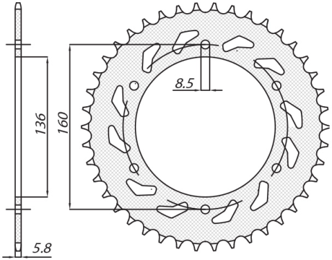 Приводная звезда APRILIA PEGASO 600 '90-'93, PEGASO 650 '92-'04, BMW F650 '92-'04 SUNSTAR SUN1-3637-42 (JTR5.42)