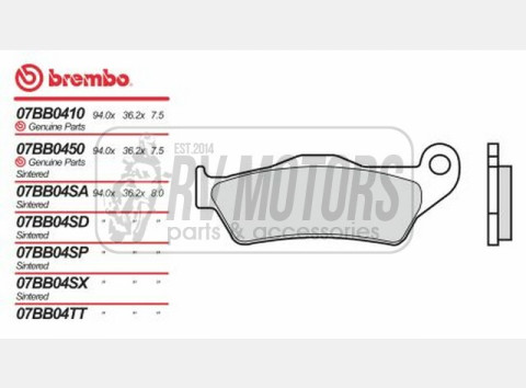 Тормозные колодки BREMBO BRM 07BB04SX