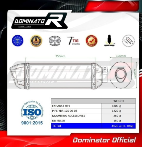 Полная система выхлопа Yamaha YBR 125 2000 - 2008 DOMINATOR HP1