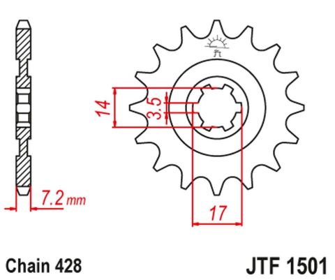 Приводная звезда KAWASAKI KLT/KLF 110 '84-88', KLX 140 '08-20' JT JTF1501.14