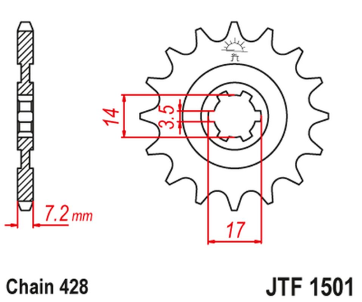 Приводная звезда KAWASAKI KLT/KLF 110 '84-88', KLX 140 '08-20' JT JTF1501.14