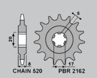 Приводная звезда SHERCO 125 ST '16-'17, X-RIDE '14-'16, 250/300 ST '16-'17 PBR 2162918NC