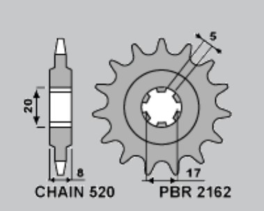 Приводная звезда SHERCO 125 ST '16-'17, X-RIDE '14-'16, 250/300 ST '16-'17 PBR 2162918NC