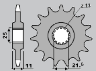 Приводная звезда YAMAHA R6 '06-'09 JR 214216JR (JTF1586.16)