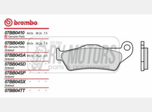 Тормозные колодки BREMBO BRM 07BB04TT