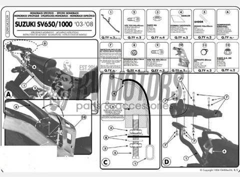 Крепления кофра KAPPA (без площадки) Suzuki SV 650 / S (03-08) KZ529