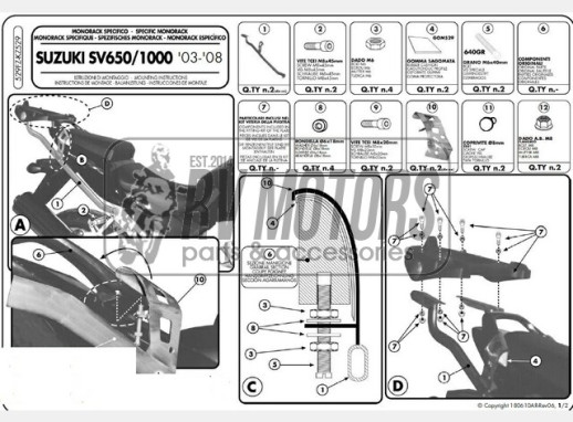 Кріплення кофра KAPPA (без майданчика) Suzuki SV 650/S (03-08) KZ529