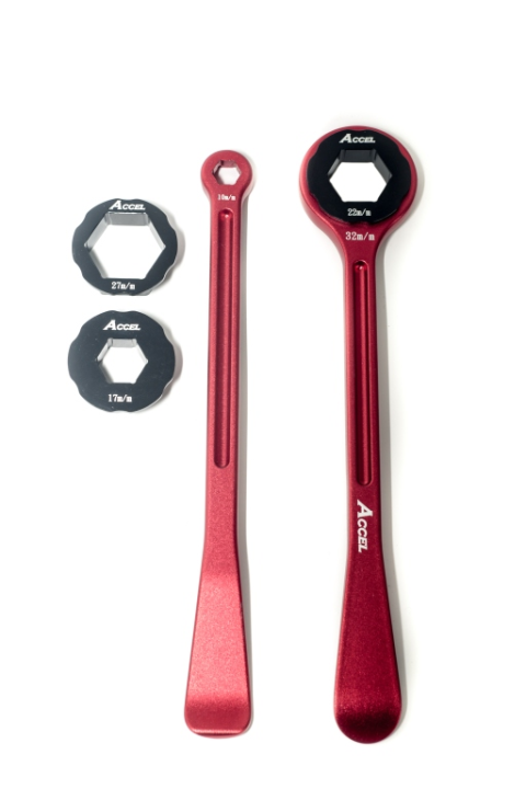 Набор для демонтажа разбортировки колеса ACCEL красный (23+24CM) 10,13,17,22,27,32 MM TL06RD