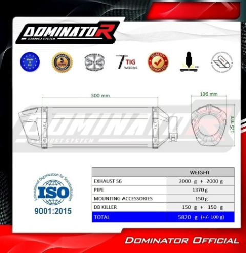 Прямоток Suzuki GSXR 1000 2009 - 2011 DOMINATOR S6
