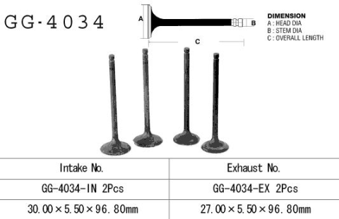 Клапан впускной KAWASAKI KLF/KSF/KVF 400 '97-'06 VESRAH GG-4034-IN