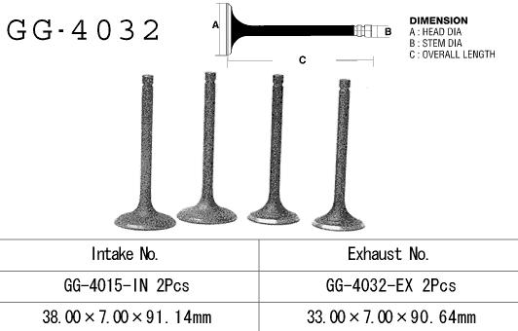 Клапан випускний KAWASAKI KLR 650 '87-'09 VESRAH GG-4032-EX