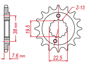 Приводная звезда SUZUKI LTR 450 '06-'10, LTZ 400 '03-'12, RMX 450 '10-'13, KAWASAKI KFX 400 '03-'06, HYOSUNG TE 450 GROSSKOPF 211616G (JTF1401.16)