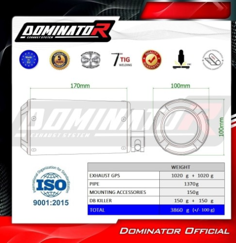 Прямоток Suzuki GSX-R 1000 2009 - 2011 DOMINATOR GPS