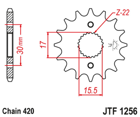 Приводная звезда HONDA CRF 50F '04-'12, XR 50 '00-'03 JT JTF1256.16