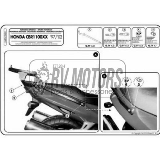 Кріплення кофра KAPPA (без майданчика) Honda CBR 1100XX (97-09) K2480