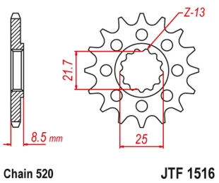 Приводная звезда KAWASAKI ZX 10R 04-18 JT JTF1516.15