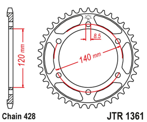 Приводная звезда HONDA XLR 250 BAJA '88-94' JT JTR1361.50