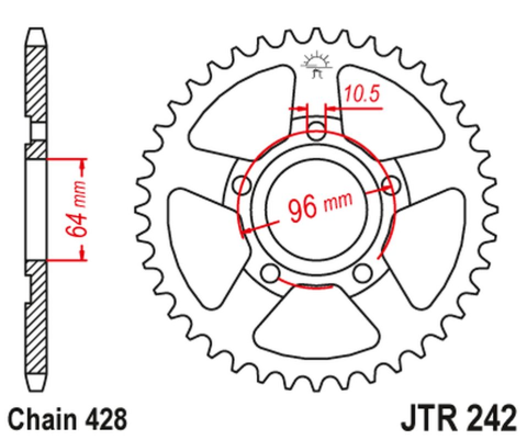 Приводная звезда HONDA XL 125 R '82-87' JT JTR242.53