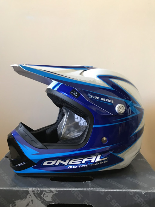 Шолом крос O'Neal 5 Series friction синій/білий. Розмір XS.