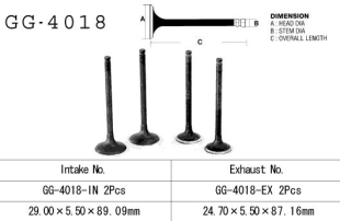 Клапан впускной KAWASAKI KLR250 '85-'05, EN 450/500, GPZ 500S, GPZ900R, ER 5 97-03 VESRAH GG-4018-IN