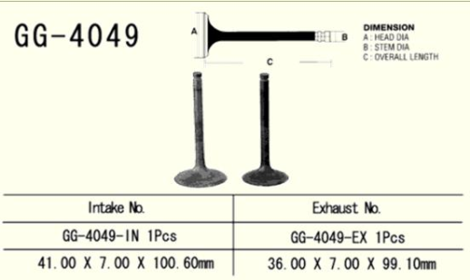 Клапан випускний KAWASAKI KVF 360 '03-'13 VESRAH GG-4049-EX